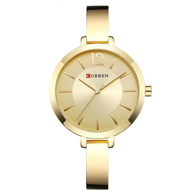 Relógio feminino dourado Ultra fino