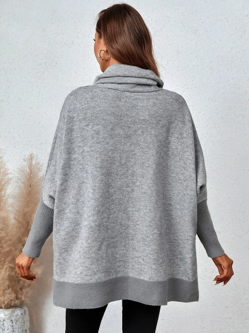 Poncho feminino de gola alta