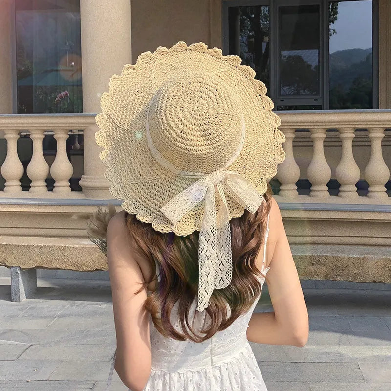 Chapéu de palha feminino com lacinho Malybella™