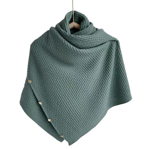 Poncho feminino de malha monocromática