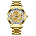 Relógio dragão Oriental dourado