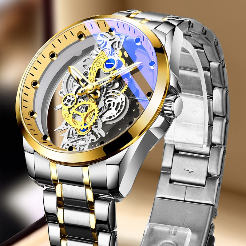 Relógio masculino com Esqueleto Exposto